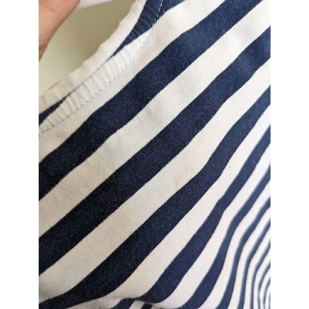 Lands End Girls Navy Striped Dress